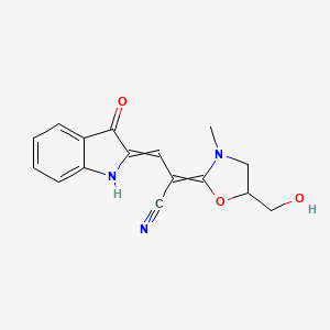 molecular formula C16H15N3O3 B1306832 2-[2-Cyano-2-[5-(hydroxymethyl)-3-methyl-1,3-oxazolidin-2-ylidene]ethylidene]indolin-3-one 