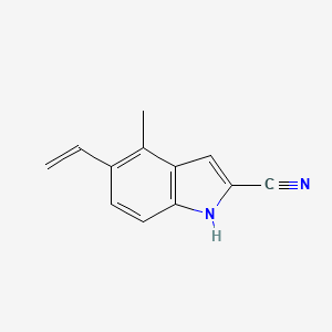 molecular formula C12H10N2 B13068326 5-Ethenyl-4-methyl-1H-indole-2-carbonitrile 