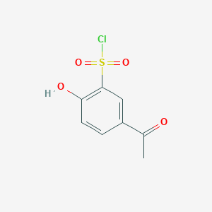 molecular formula C8H7ClO4S B13068340 5-Acetyl-2-hydroxybenzene-1-sulfonyl chloride 