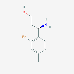 molecular formula C10H14BrNO B13068366 (3R)-3-Amino-3-(2-bromo-4-methylphenyl)propan-1-OL 