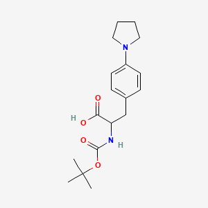 molecular formula C18H26N2O4 B13068370 2-((Tert-butoxycarbonyl)amino)-3-(4-(pyrrolidin-1-yl)phenyl)propanoic acid 