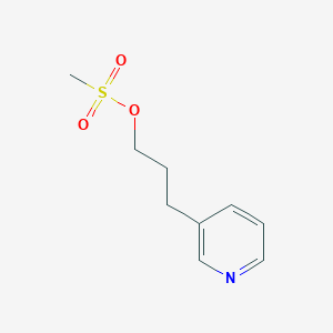 molecular formula C9H13NO3S B13068385 3-Pyridinepropanol, 3-methanesulfonate 