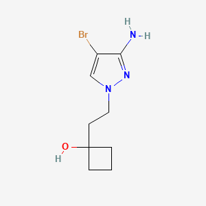 molecular formula C9H14BrN3O B13068386 1-[2-(3-Amino-4-bromo-1H-pyrazol-1-yl)ethyl]cyclobutan-1-ol 