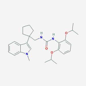 molecular formula C28H37N3O3 B130684 Urea, N-(2,6-bis(1-methylethoxy)phenyl)-N'-((1-(1-methyl-1H-indol-3-yl)cyclopentyl)methyl)- CAS No. 145131-53-9