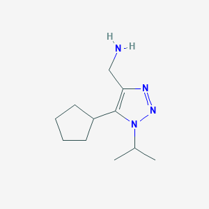 molecular formula C11H20N4 B13068407 [5-Cyclopentyl-1-(propan-2-yl)-1H-1,2,3-triazol-4-yl]methanamine 