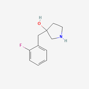 molecular formula C11H14FNO B13068442 3-[(2-Fluorophenyl)methyl]pyrrolidin-3-ol 