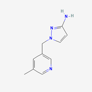 molecular formula C10H12N4 B13068500 1-[(5-Methylpyridin-3-yl)methyl]-1H-pyrazol-3-amine 