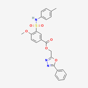 (5-Phenyl-1,3,4-oxadiazol-2-yl)methyl 4-methoxy-3-(N-(p-tolyl)sulfamoyl)benzoate