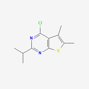 molecular formula C11H13ClN2S B13068529 4-Chloro-5,6-dimethyl-2-(propan-2-YL)thieno[2,3-D]pyrimidine 