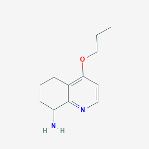 molecular formula C12H18N2O B13068537 4-Propoxy-5,6,7,8-tetrahydroquinolin-8-amine 