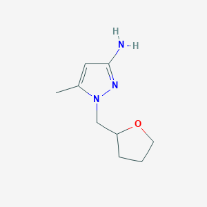 molecular formula C9H15N3O B13068597 5-Methyl-1-[(oxolan-2-yl)methyl]-1H-pyrazol-3-amine 