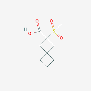 molecular formula C9H14O4S B13068687 2-Methanesulfonylspiro[3.3]heptane-2-carboxylic acid 