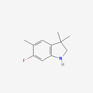 molecular formula C11H14FN B13068759 6-Fluoro-3,3,5-trimethyl-2,3-dihydro-1H-indole 