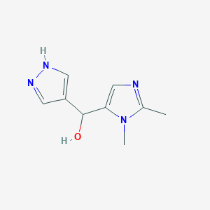 molecular formula C9H12N4O B13068787 (1,2-Dimethyl-1H-imidazol-5-yl)(1H-pyrazol-4-yl)methanol 