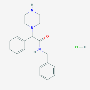 molecular formula C19H24ClN3O B13068816 N-Benzyl-2-phenyl-2-(piperazin-1-yl)acetamide hydrochloride CAS No. 1803561-02-5