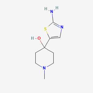 molecular formula C9H15N3OS B13068819 4-(2-Amino-1,3-thiazol-5-YL)-1-methylpiperidin-4-OL 