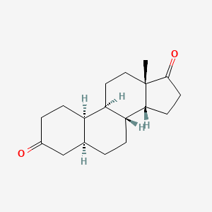 molecular formula C18H26O2 B13068820 (5S,8R,9R,10R,13S,14R)-13-methyl-1,2,4,5,6,7,8,9,10,11,12,14,15,16-tetradecahydrocyclopenta[a]phenanthrene-3,17-dione 