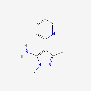 molecular formula C10H12N4 B13068821 1,3-Dimethyl-4-(pyridin-2-YL)-1H-pyrazol-5-amine 