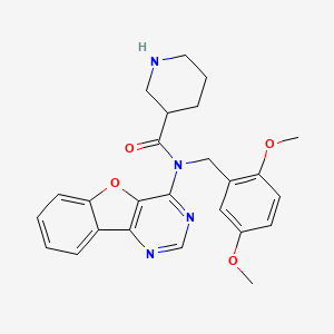 N-[(2,5-dimethoxyphenyl)methyl]-1-{8-oxa-3,5-diazatricyclo[7.4.0.0^{2,7}]trideca-1(9),2(7),3,5,10,12-hexaen-6-yl}piperidine-3-carboxamide