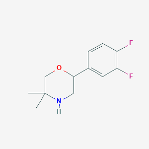 molecular formula C12H15F2NO B13068863 2-(3,4-Difluorophenyl)-5,5-dimethylmorpholine 