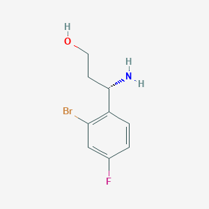 molecular formula C9H11BrFNO B13068879 (3S)-3-Amino-3-(2-bromo-4-fluorophenyl)propan-1-OL 