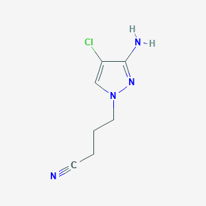 molecular formula C7H9ClN4 B13068925 4-(3-amino-4-chloro-1H-pyrazol-1-yl)butanenitrile 