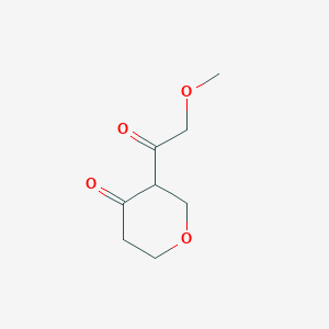 molecular formula C8H12O4 B13068990 3-(2-Methoxyacetyl)oxan-4-one 