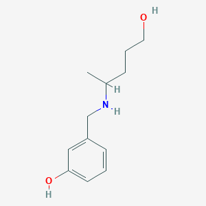 molecular formula C12H19NO2 B13069003 3-{[(5-Hydroxypentan-2-yl)amino]methyl}phenol 