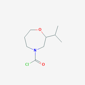 molecular formula C9H16ClNO2 B13069034 2-(Propan-2-yl)-1,4-oxazepane-4-carbonyl chloride 