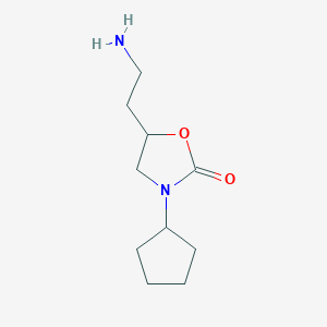 molecular formula C10H18N2O2 B13069077 5-(2-Aminoethyl)-3-cyclopentyl-1,3-oxazolidin-2-one 