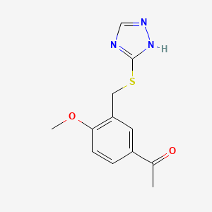 molecular formula C12H13N3O2S B13069081 1-{4-methoxy-3-[(4H-1,2,4-triazol-3-ylthio)methyl]phenyl}ethanone CAS No. 730997-84-9