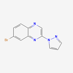 molecular formula C11H7BrN4 B13069130 7-Bromo-2-(1H-pyrazol-1-yl)quinoxaline 