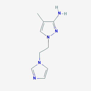 molecular formula C9H13N5 B13069133 1-[2-(1H-Imidazol-1-yl)ethyl]-4-methyl-1H-pyrazol-3-amine 