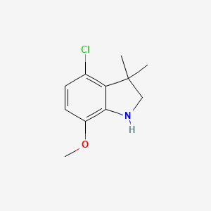 molecular formula C11H14ClNO B13069148 4-chloro-7-methoxy-3,3-dimethyl-2,3-dihydro-1H-indole 