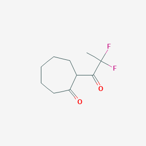 molecular formula C10H14F2O2 B13069203 2-(2,2-Difluoropropanoyl)cycloheptan-1-one 