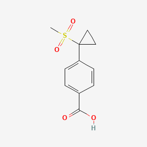 molecular formula C11H12O4S B13069205 4-(1-Methanesulfonylcyclopropyl)benzoic acid 