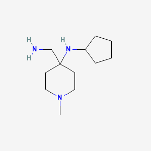 molecular formula C12H25N3 B13069206 4-(aminomethyl)-N-cyclopentyl-1-methylpiperidin-4-amine 