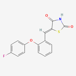 molecular formula C16H10FNO3S B13069306 (5Z)-5-{[2-(4-fluorophenoxy)phenyl]methylidene}-1,3-thiazolidine-2,4-dione 