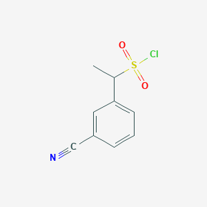 molecular formula C9H8ClNO2S B13069337 1-(3-Cyanophenyl)ethane-1-sulfonyl chloride 