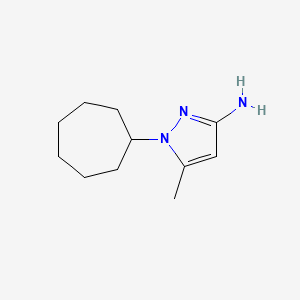 molecular formula C11H19N3 B13069376 1-cycloheptyl-5-methyl-1H-pyrazol-3-amine 