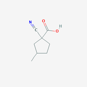 molecular formula C8H11NO2 B13069384 1-Cyano-3-methylcyclopentane-1-carboxylic acid 