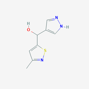 molecular formula C8H9N3OS B13069460 (3-Methyl-1,2-thiazol-5-yl)(1H-pyrazol-4-yl)methanol 