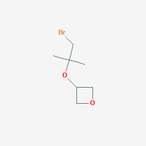 molecular formula C7H13BrO2 B13069493 3-[(1-Bromo-2-methylpropan-2-yl)oxy]oxetane 