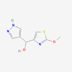 molecular formula C8H9N3O2S B13069511 (2-Methoxy-1,3-thiazol-4-yl)(1H-pyrazol-4-yl)methanol 