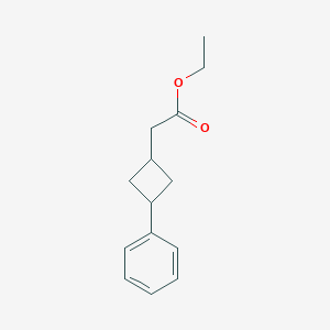 molecular formula C14H18O2 B13069561 Ethyl 2-(3-phenylcyclobutyl)acetate 