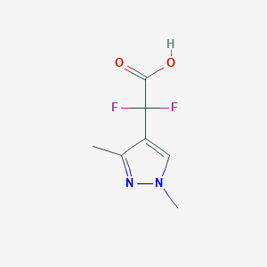 molecular formula C7H8F2N2O2 B13069565 2-(1,3-Dimethyl-1H-pyrazol-4-yl)-2,2-difluoroacetic acid 