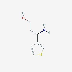 molecular formula C7H11NOS B13069593 (3S)-3-amino-3-(thiophen-3-yl)propan-1-ol 