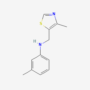 molecular formula C12H14N2S B13069607 3-methyl-N-[(4-methyl-1,3-thiazol-5-yl)methyl]aniline 