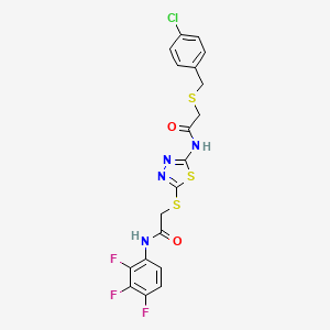 2-((4-Chlorobenzyl)thio)-N-(5-((2-oxo-2-((2,3,4-trifluorophenyl)amino)ethyl)thio)-1,3,4-thiadiazol-2-yl)acetamide