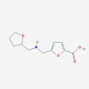 molecular formula C11H15NO4 B13069634 5-((((Tetrahydrofuran-2-yl)methyl)amino)methyl)furan-2-carboxylic acid 